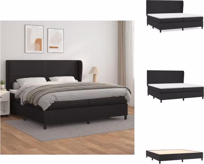 vidaXL Letto a molle con materasso nero 200x200 cm in Pelle finta - Letti e strutture letto