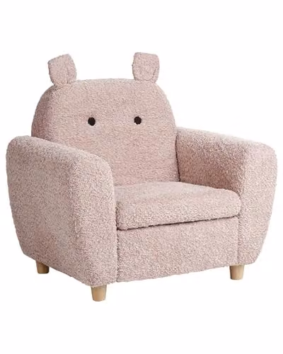 Sedia Boucle imbottita con braccioli per bambini Rosa