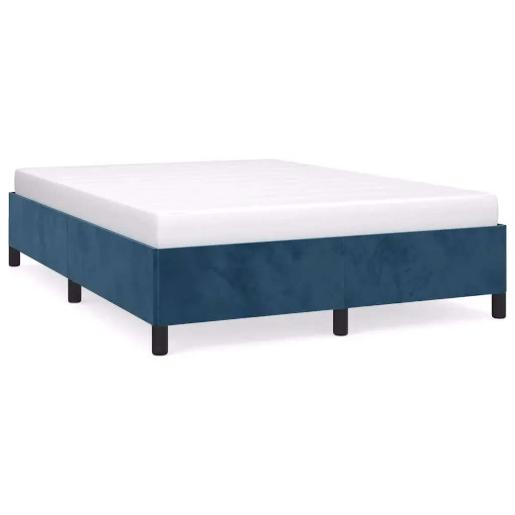 Struttura Letto Design Mania in Velluto Blu Scuro L/P/H: 140 x 200 x 35 cm – 2