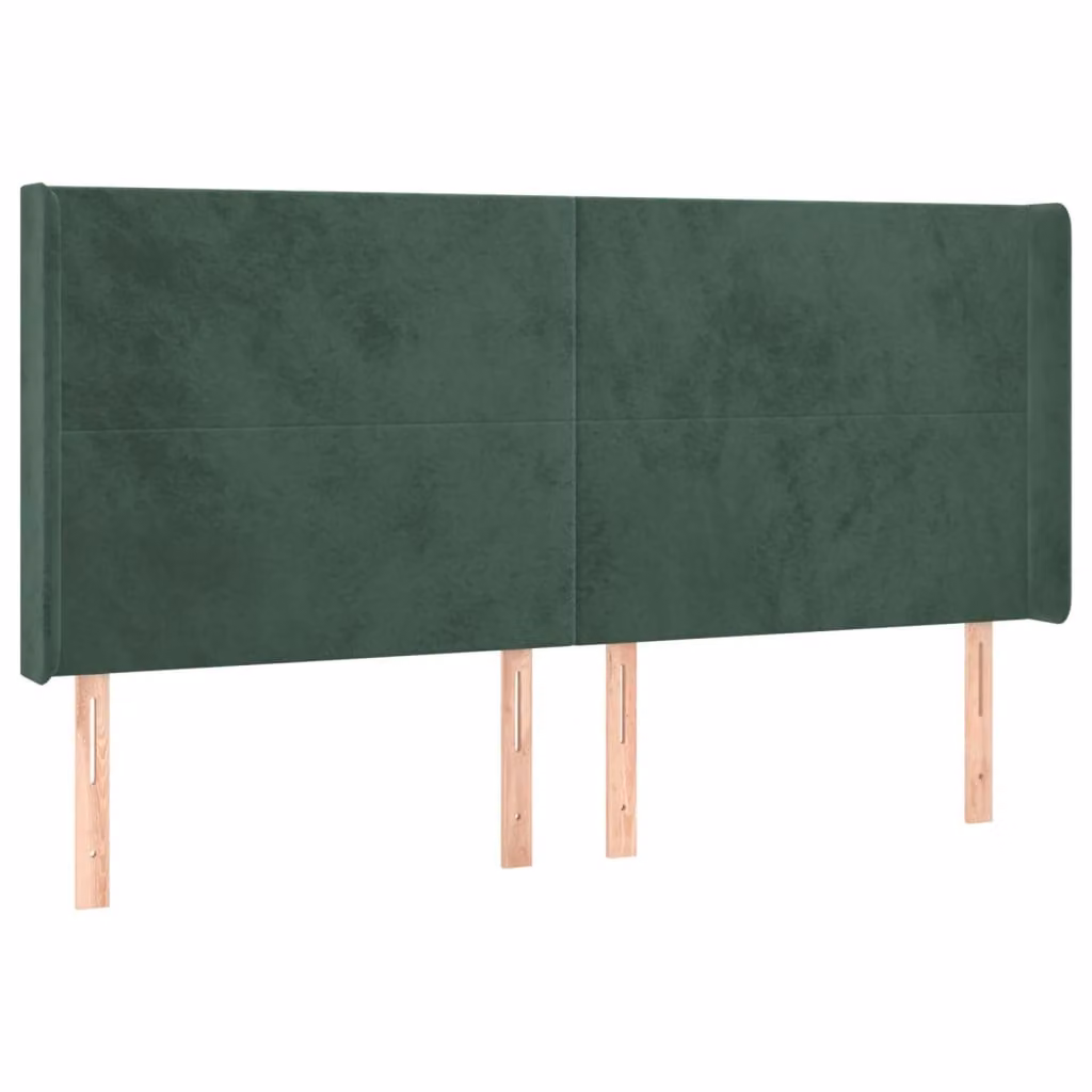 Testiera ad Orecchio Verde Scuro 203x16x118/128 cm in Velluto