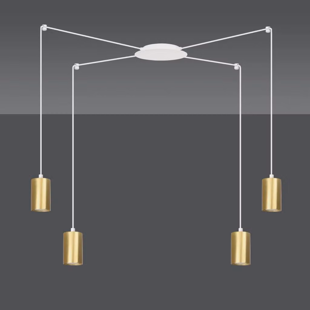 Lampadario a sospensione Emibig TRAKER moderno in metallo bianco e oro con 4 faretti GU10 regolabili e dimmerabili – 2