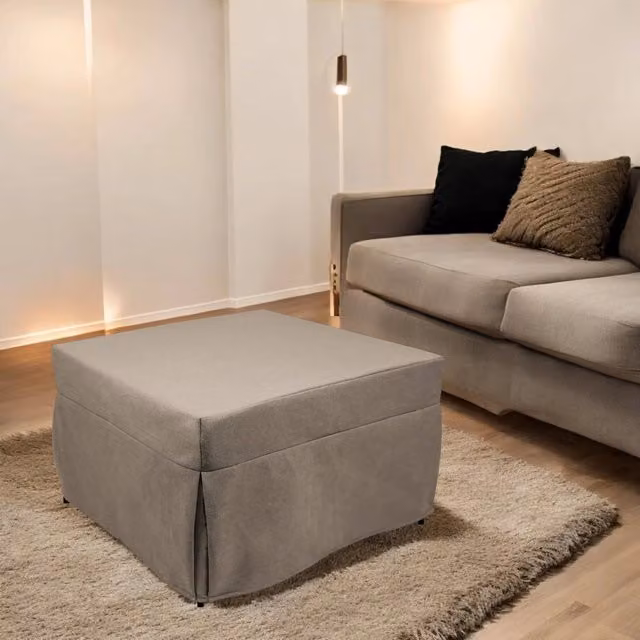 Pouf trasformabile in letto Arno di Talamo Italia, modello salvaspazio con rivestimento in tessuto sfoderabile, colore tortora, L: 78 cm, P: 78 cm, H: 45 cm