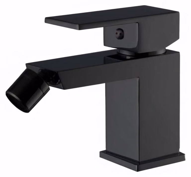 Rubinetto per bidet, finitura nera opaca, miscelatore monocomando, ottone, foro singolo