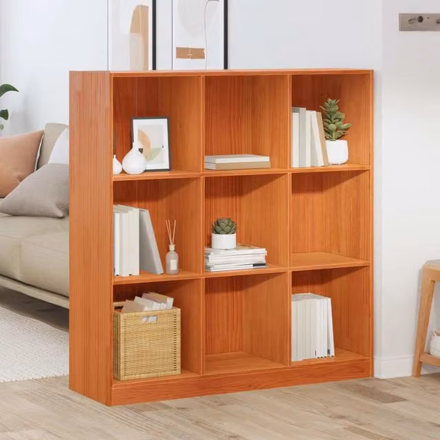 Armadio per libri moderno vidaXL in legno di pino marrone cerato L: 104 cm, P: 33 cm, H: 110 cm