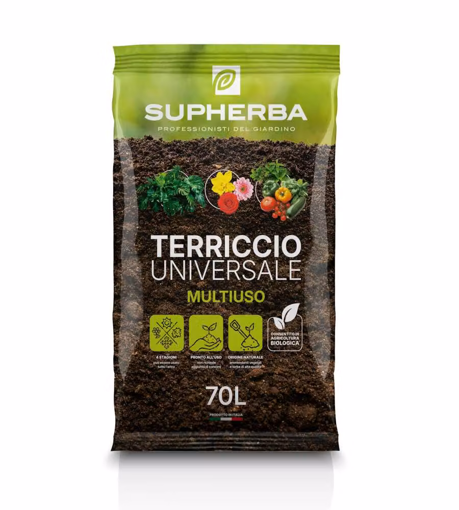 Supherba Terriccio Universale per Piante Verdi e Fiori, 70 l
