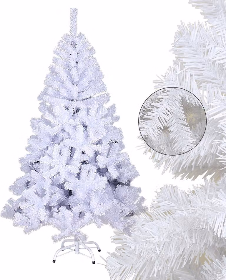 Jayseuw 180cm albero di Natale artificiale con 770 punte PVC, albero di Natale con supporto, albero di Natale artificiale bianco