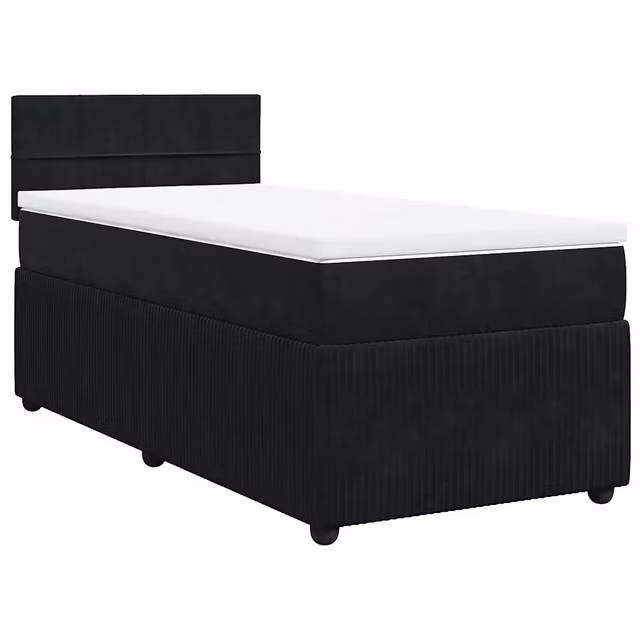 Letto singolo | Letto per adulti | Giroletto a Molle con Materasso Nero 80x200 cm in Velluto