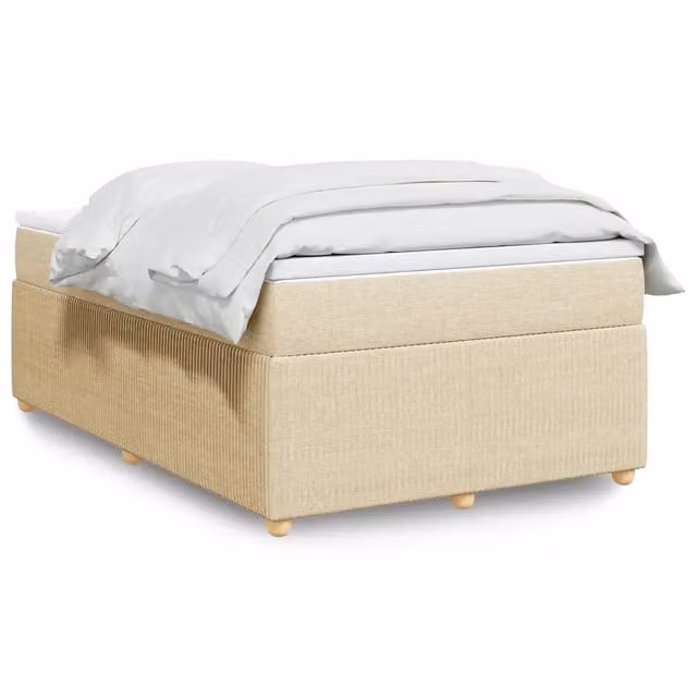 Letto Ibrido vidaXL con Materasso e Base a Doghe in Legno di Pino, Colore Bianco/Beige, L 120 x P 200 cm