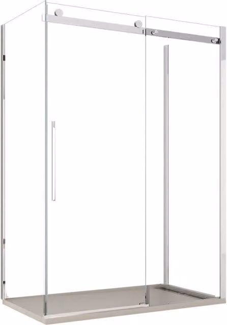 Box doccia Olimpo Docce a tre lati con porta scorrevole, forma rettangolare a U, vetro trasparente da 8 mm con trattamento anticalcare, H 195 cm x L 150 cm x P 90 cm