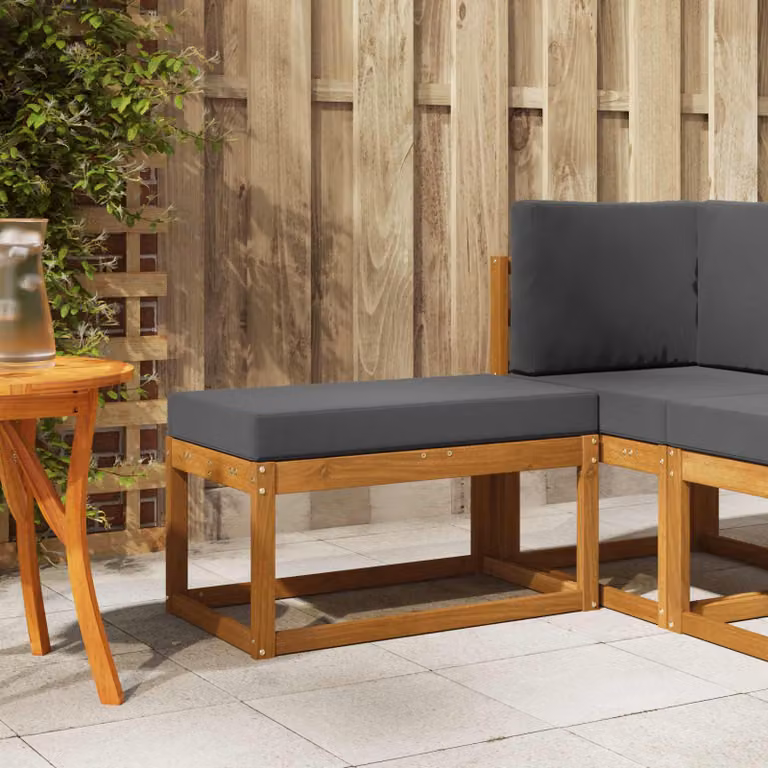 vidaXL Panca da esterno moderna in legno di acacia naturale L: 110 cm, P: 43 cm, H: 37 cm