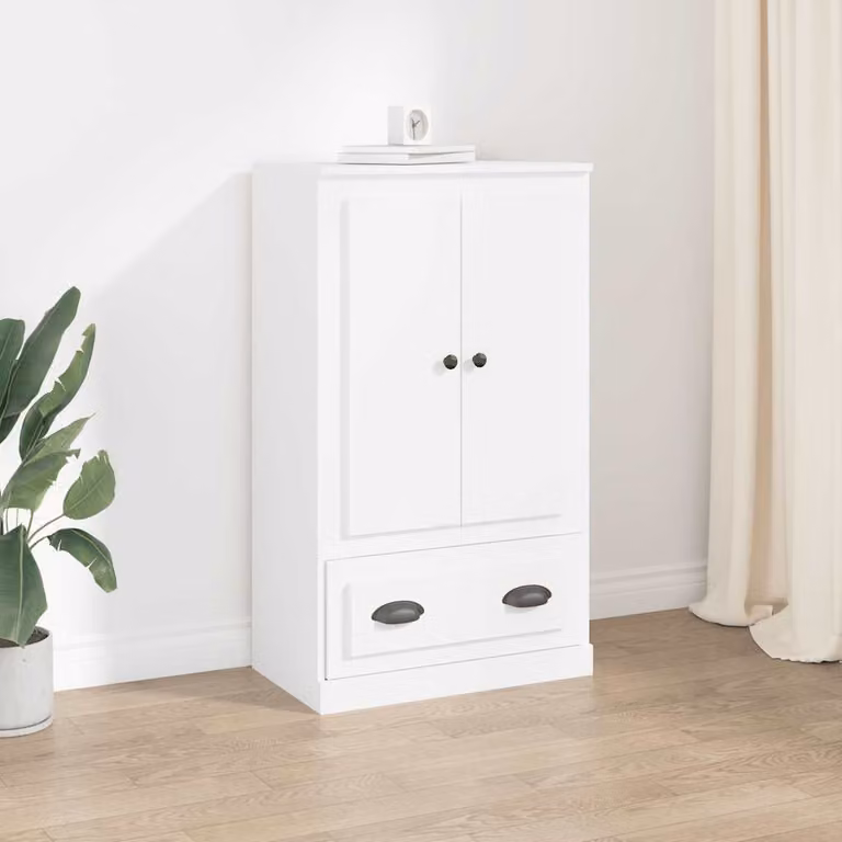 Credenza bianca vidaXL in legno multistrato con design minimalista, L 60 cm x P 35,5 cm x H 103,5 cm