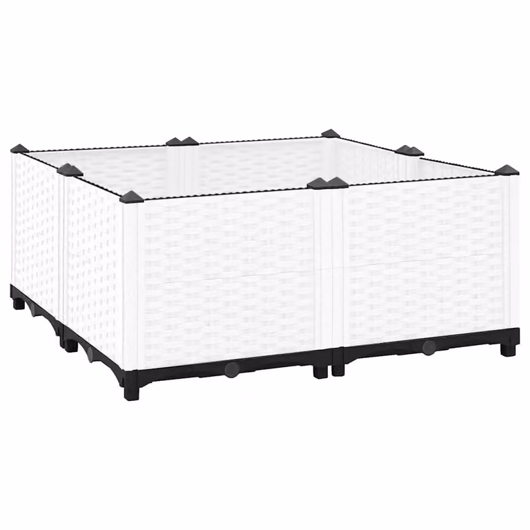 Fioriera Rialzata vidaXL in Polipropilene per Giardino e Orto, Disponibile in Bianco o Grigio, L/P/H: 80 x 80 x 38 cm