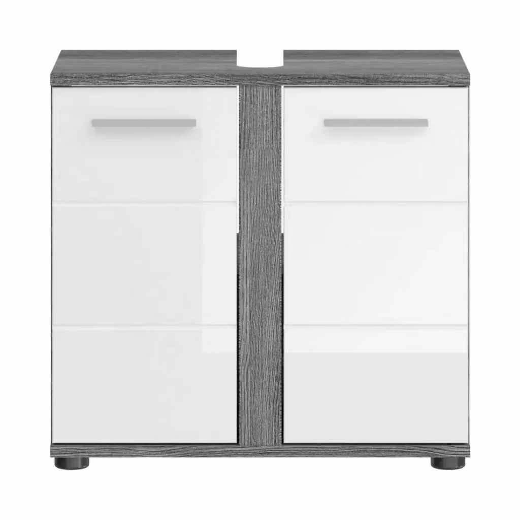 Mobile sottolavabo da bagno Meublorama WILLIAM con 2 ante, antracite e bianco, L: 57 cm, P: 60 cm, H: 34 cm – 2