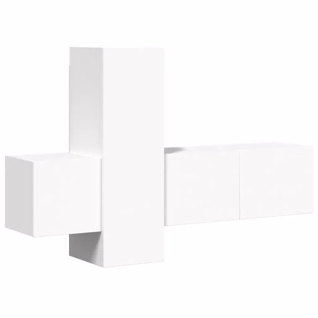 Set di mobili porta TV composto da 3 pezzi, credenza bianca in legno multistrato per soggiorno in stile minimalista opaco – 2