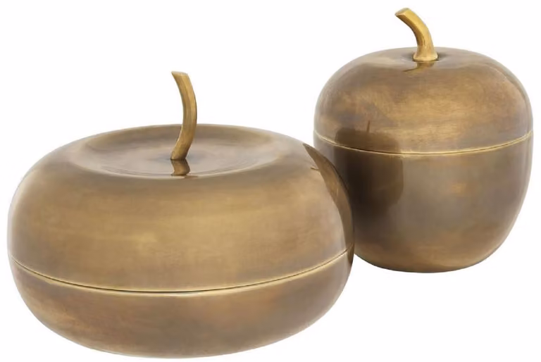 Casa Padrino set di scatole con coperchio a forma di mela in ottone vintage - Accessori decorativi