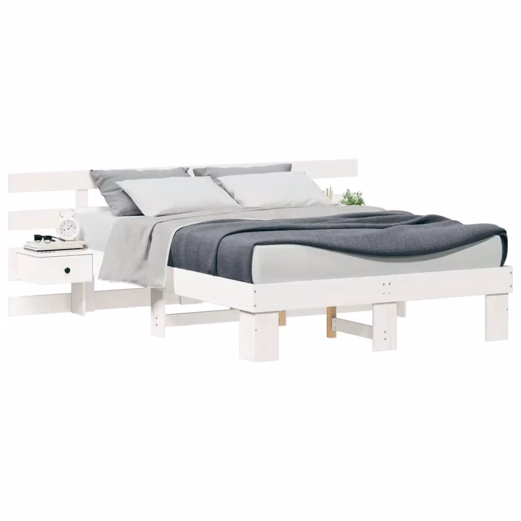 Struttura del letto moderna vidaXL in pino massello bianco con cassetti – 2