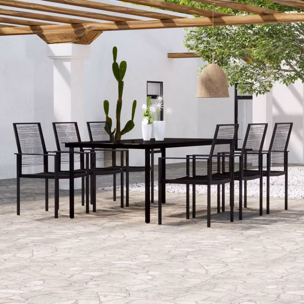 The Living Store Set da pranzo da giardino 7 pezzi nero