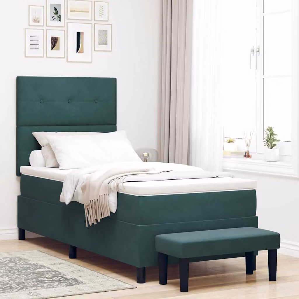 Maison Exclusive - Letto boxspring con testiera verde scuro 190 x 90 cm in velluto