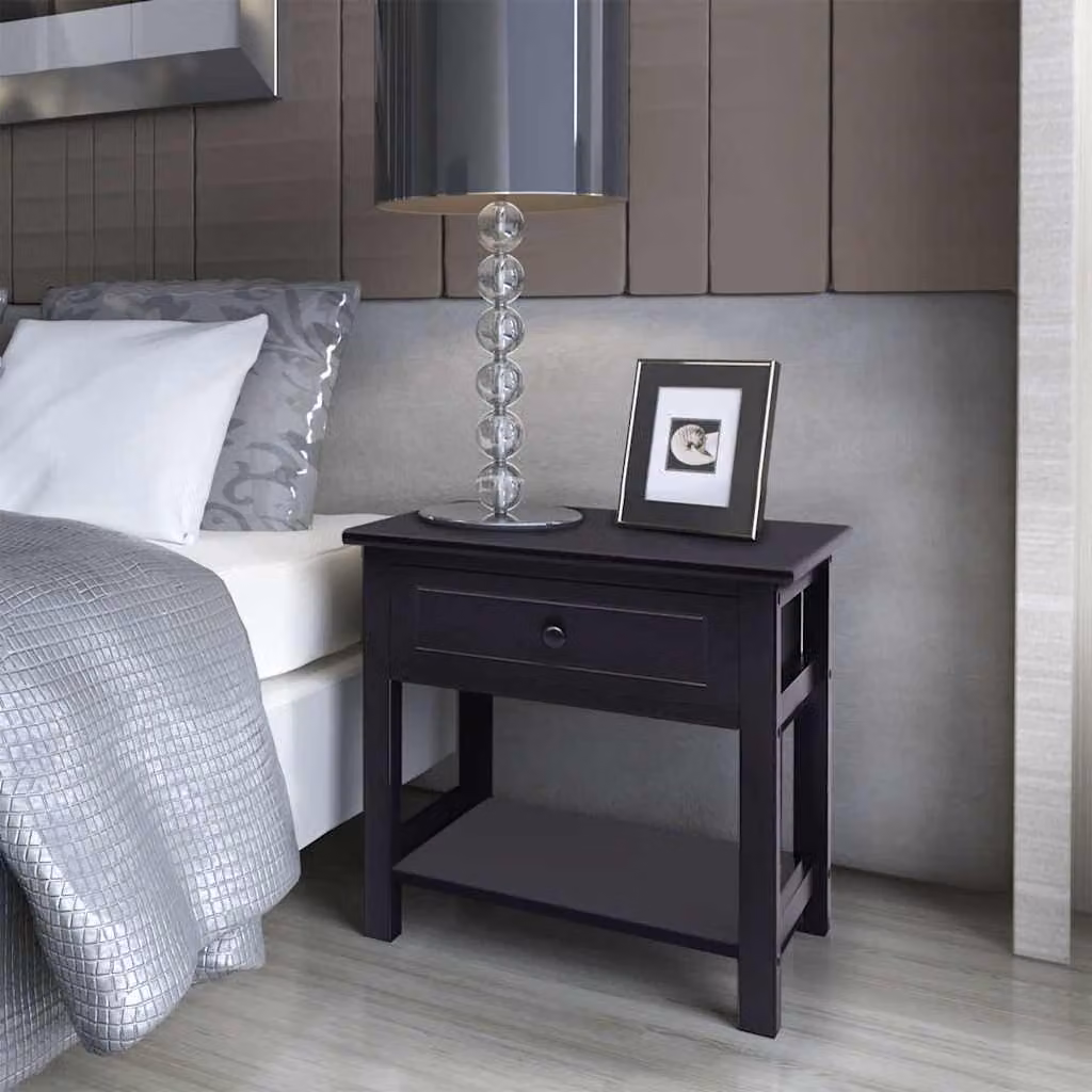 Set di 2 comodini moderni vidaXL in legno nero opaco per camera da letto