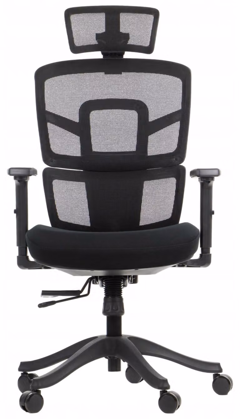Sedia da ufficio girevole ergonomica TREX, base in nylon, braccioli regolabili, seduta scorrevole (avanti-indietro), nero
