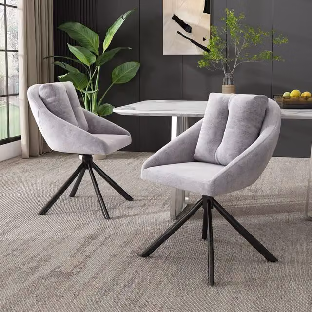 Sedia da Pranzo Girevole in Velluto ¨C Xylo ¨C Grigio, Design Moderno, Ergonomica