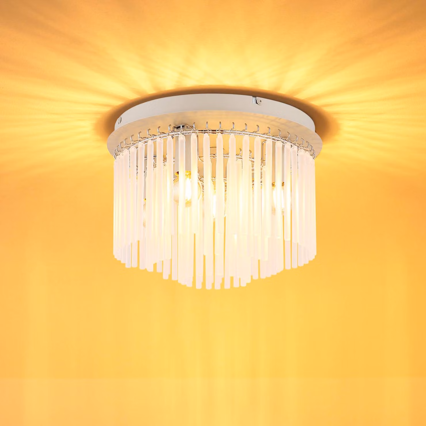 Globo Plafoniera soffitto Gorley, dimmerabile, Crema / Ambra, Soggiorno / Sala da pranzo, Vetro, Plafoniera