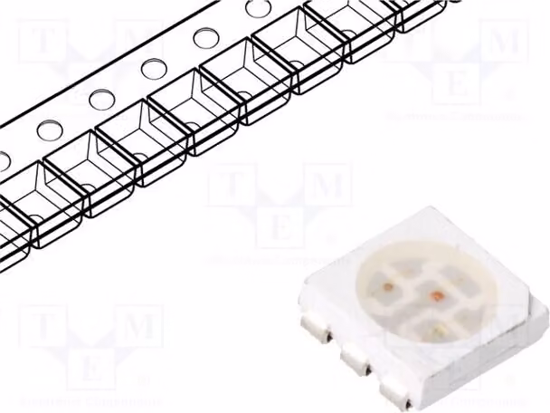 2 LED, angolo di emissione 120°, 5060, PLCC6, dimensioni 5x5x1,5 mm, colore: rosso/verde/giallo, tecnologia SMD, corrente di funzionamento: 20mA, codice prodotto: OSTQMBS4C1A. Diodi LED, tecnologia SMD
