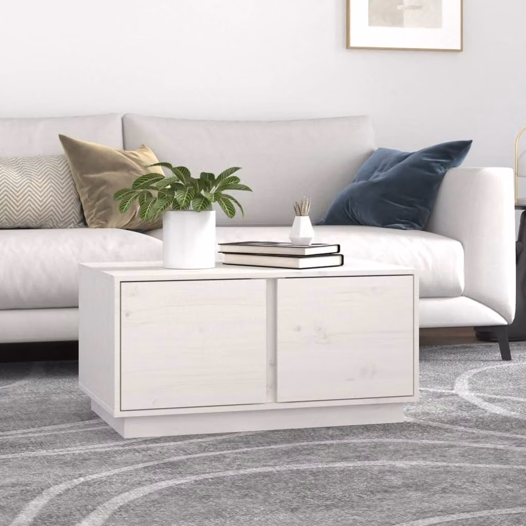 Maison Exclusive - Tavolino bianco 80x50x40 cm in legno massello di pino