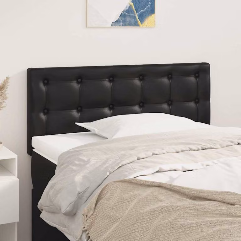 Testiera per letto imbottita vidaXL in similpelle nera, L: 90 cm, P: 5 cm, H: 78-88 cm