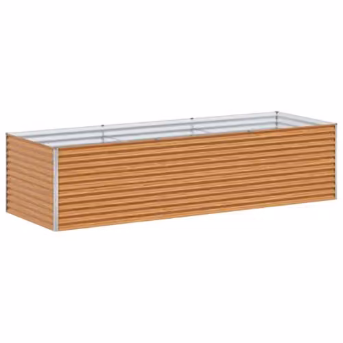 Helloshop26 Fioriera rialzata per esterni, 290 x 100 x 68 cm, drenaggio ottimale stile industriale, in acciaio zincato, marrone chiaro 02_0059055
