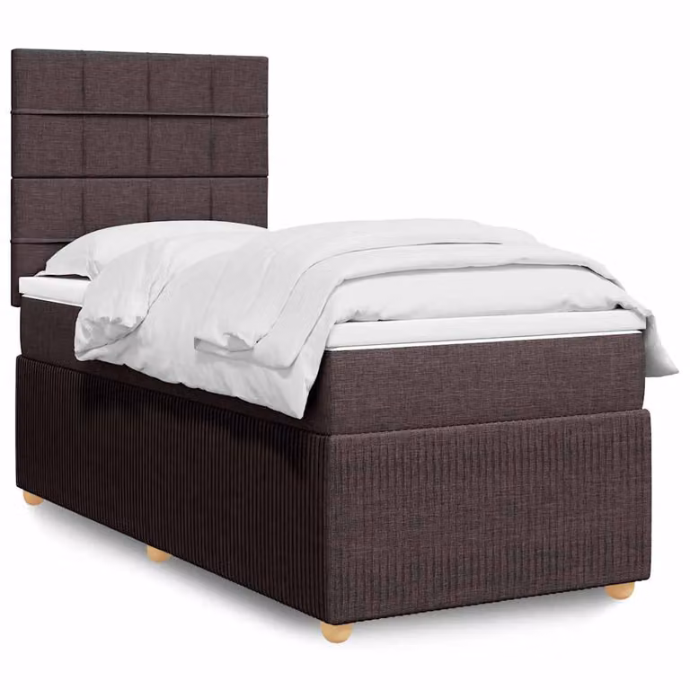 vidaXL Letto Ibrido con Giroletto a Molle e Materasso, Marrone e Bianco, L/P/H: 90 x 190 x 150,5 cm