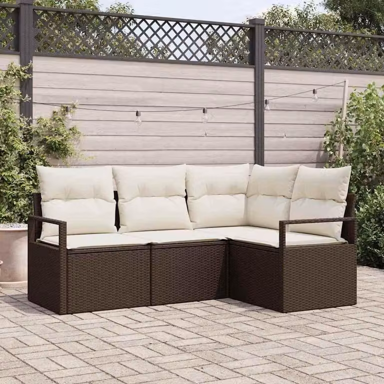 Maison Exclusive - Set divani con cuscini marroni in polyrattan