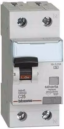 Interruttore Magnetotermico Differenziale RCBO BTicino 1P+N 25A Ga8813A25 – 1