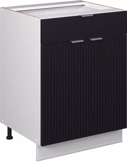 Mobiletto base per cucina Vicco Fame-Line Nero rigato e Bianco con cassetto, senza piano di lavoro, Larghezza: 60 cm
