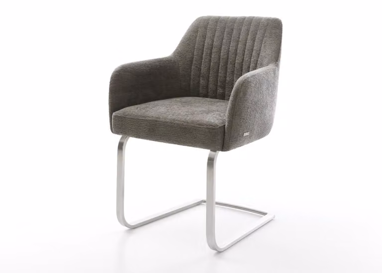 DELIFE sedia a sbalzo Greg-Flex Bouclé Soft Mud sedia a sbalzo con anima elastica piatta in acciaio inox