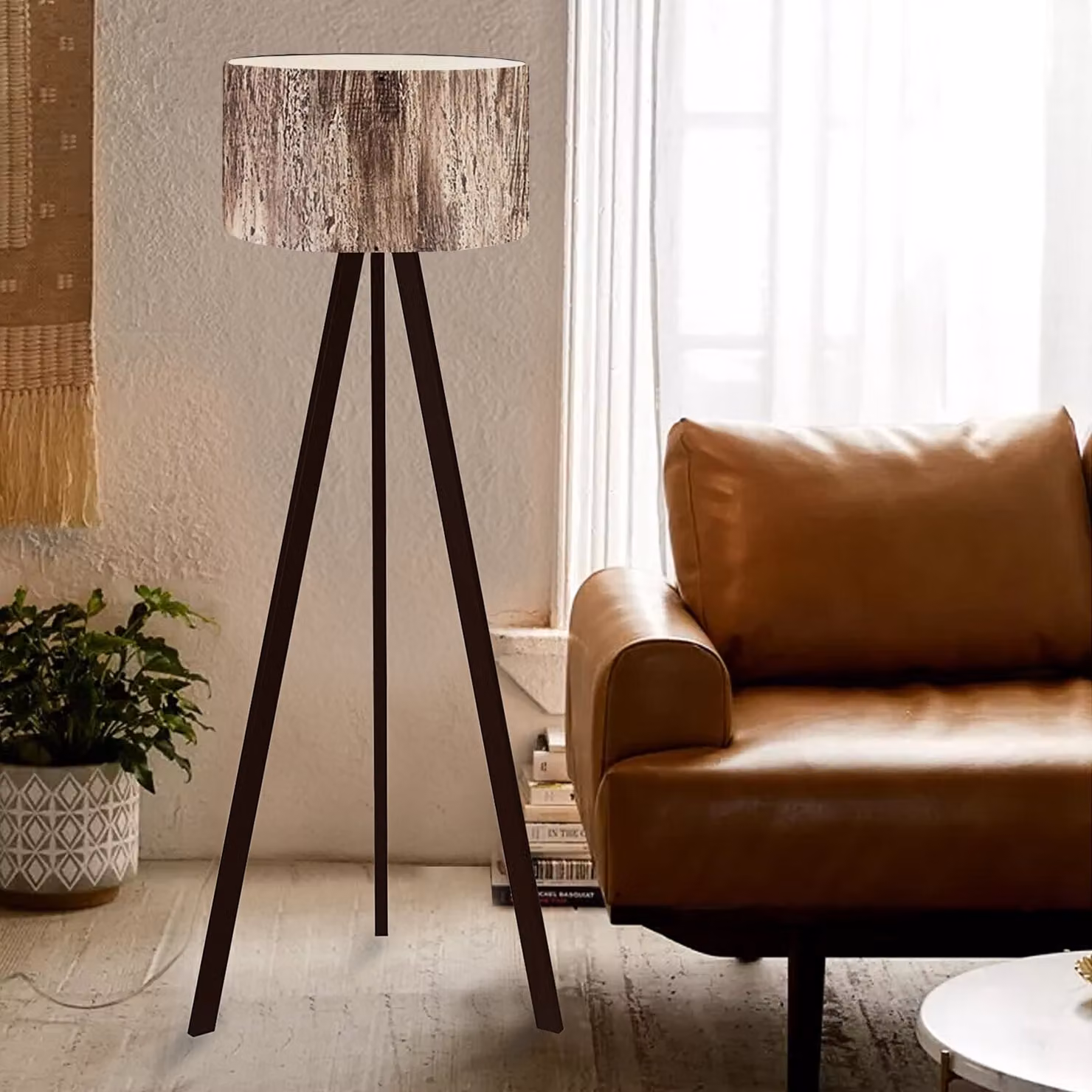 Opviq, AYD-2650, lampada da terra, legno, PVC, 21 x 38 x 140 cm