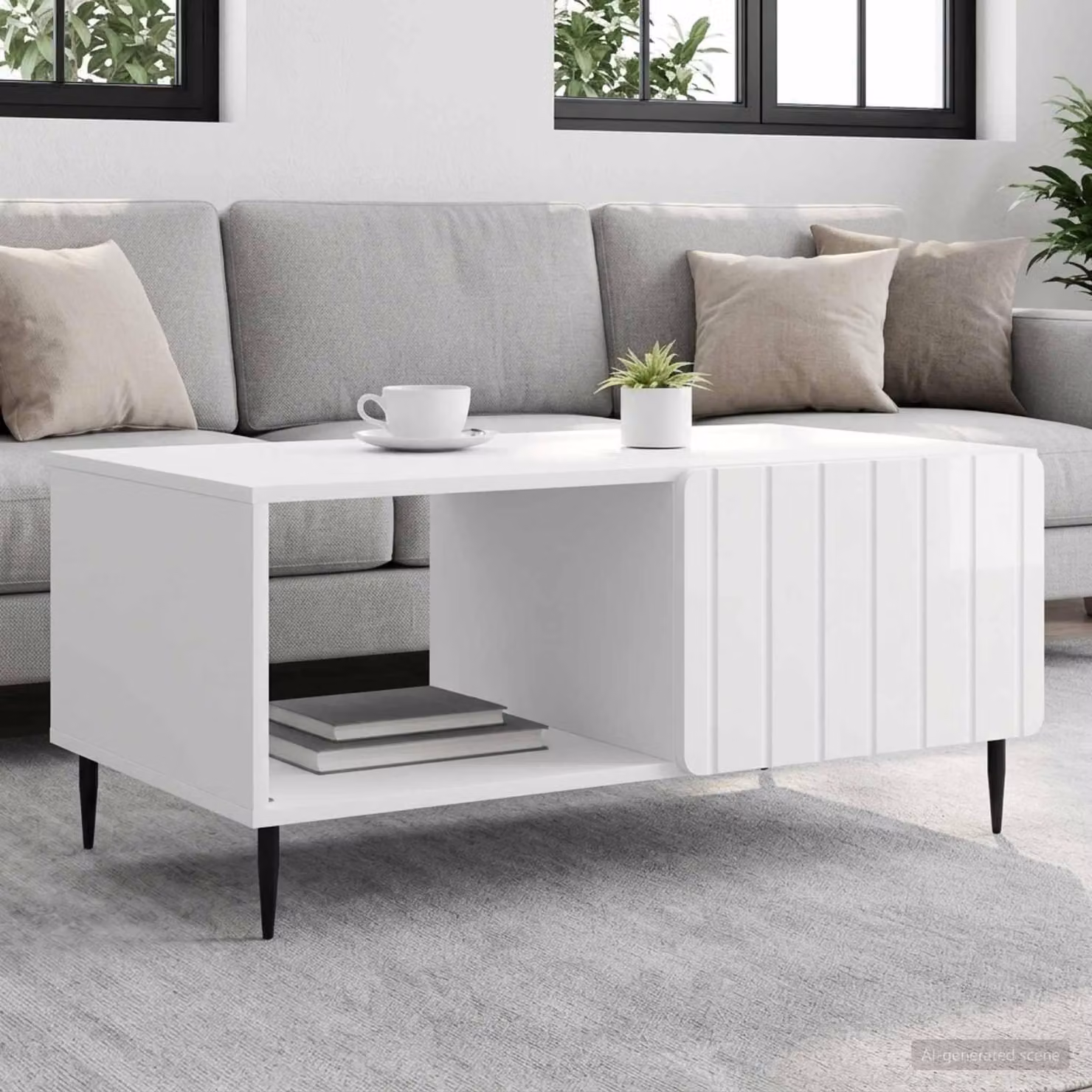 Maison Exclusive - Tavolino bianco lucido 90 x 50 x 40 cm in materiale derivato dal legno