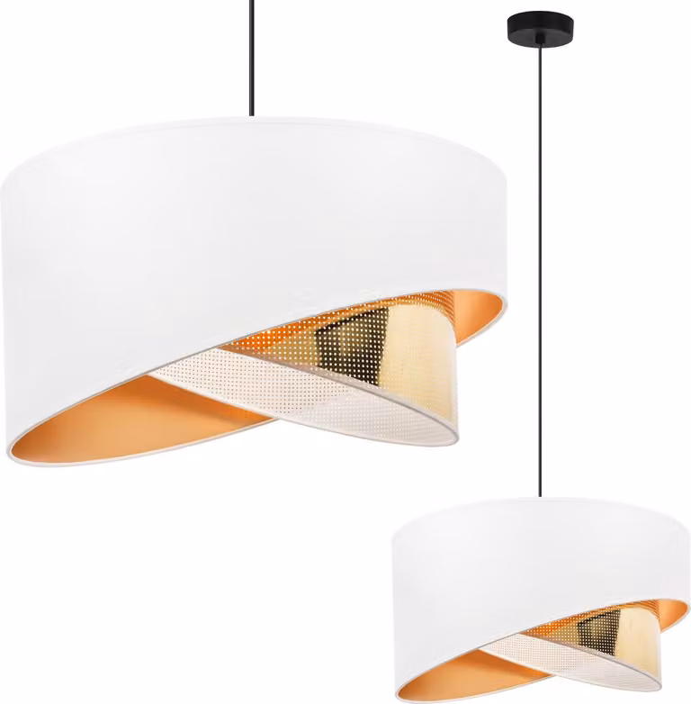 Lampada a sospensione ASTI, angolare, nera, 1 paralume piatto, oro bianco, TS