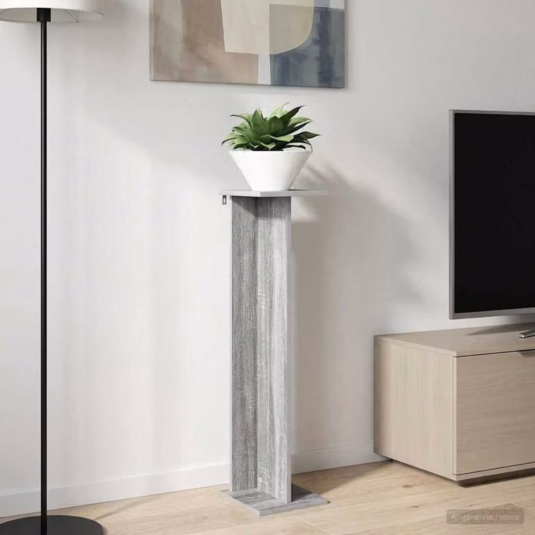 vidaXL Supporto per piante Sonoma moderno in legno MDF grigio L/P/H: 25 x 25,5 x 100,5 cm