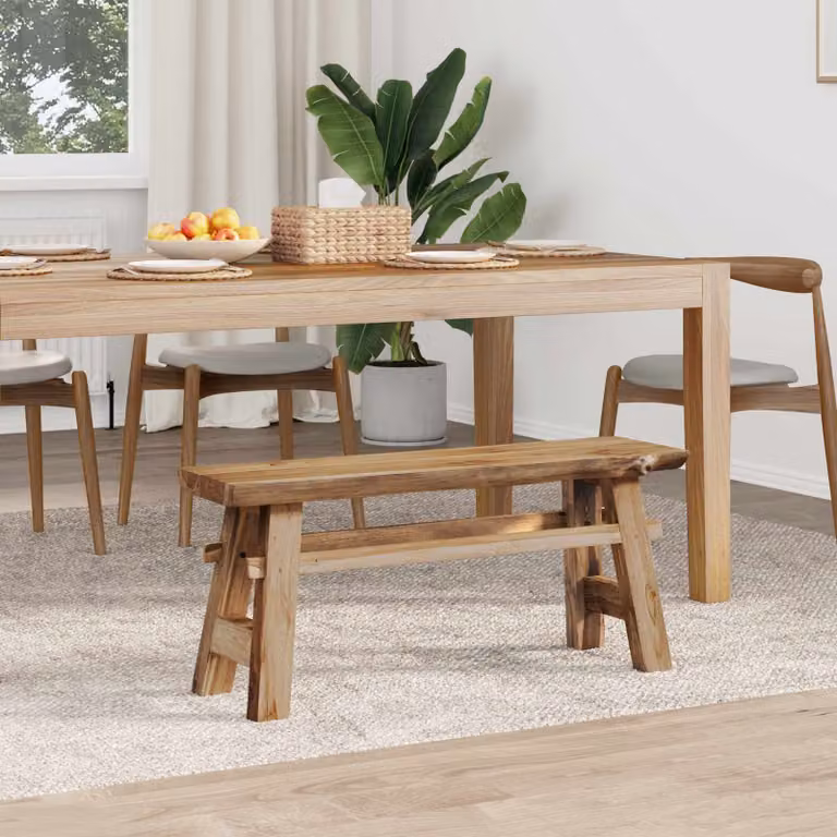 Panchina in legno di teak solido vidaXL Naturale L 100 x P 29 x H 43,5 cm