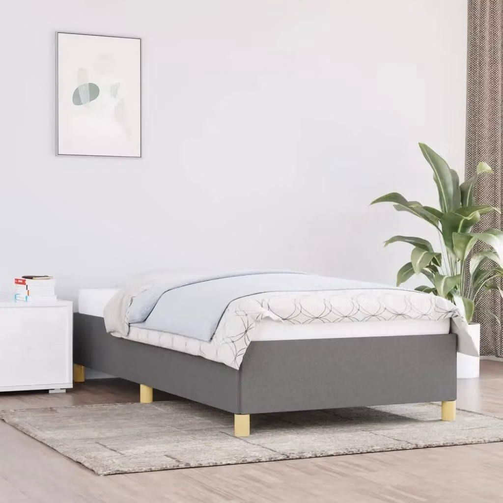 Letto singolo per adulti in tessuto grigio scuro con struttura a doghe fisse L/P/H: 200 x 80 x 35 cm – 2