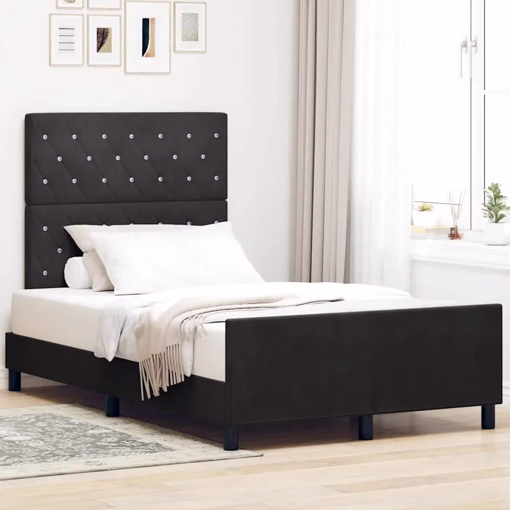 Letto a molle con testiera vidaXL in velluto nero L 120 x P 200 cm
