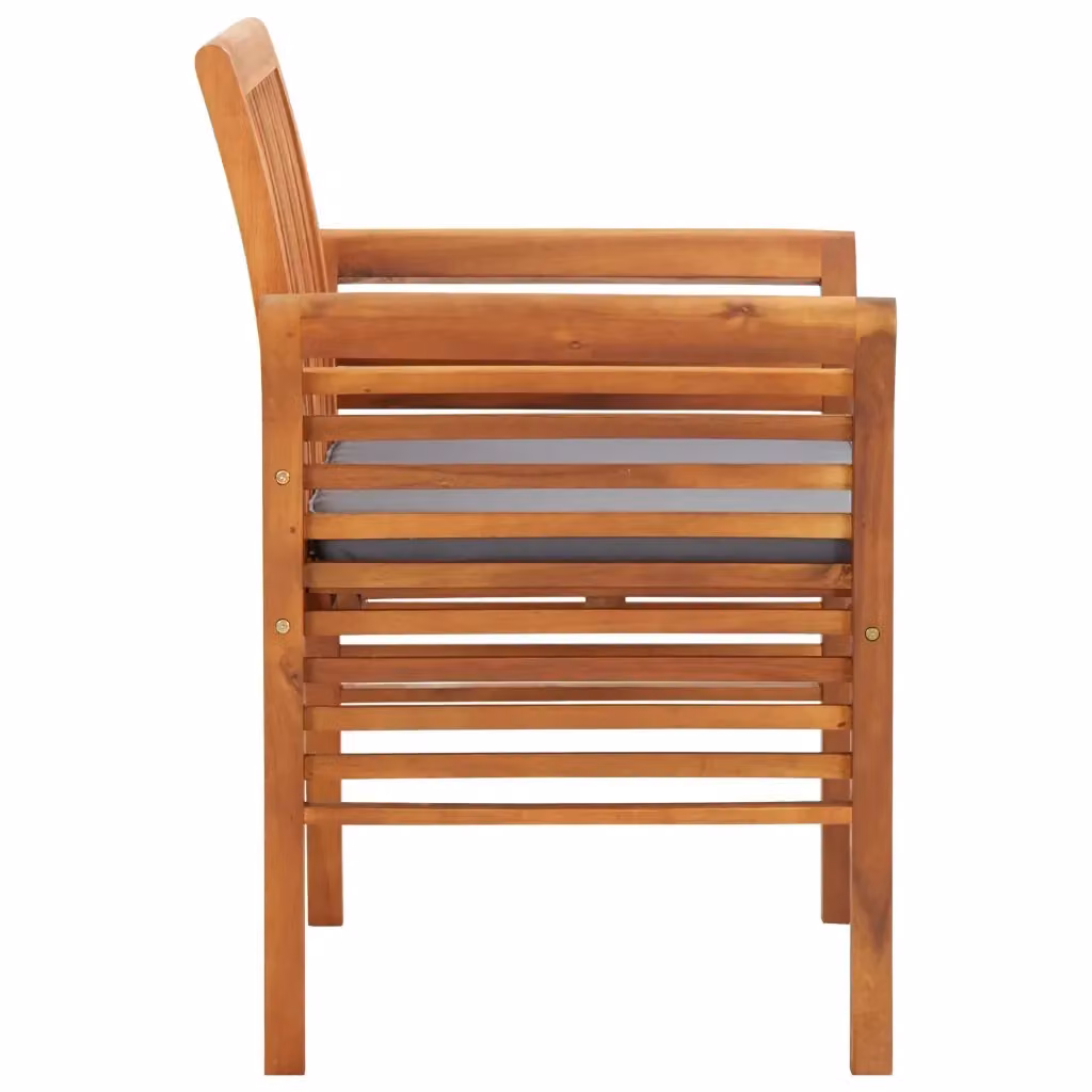 Set di 8 sedie da giardino vidaXL in legno di acacia oliato con cuscini grigi e marroni stile rustico – 2