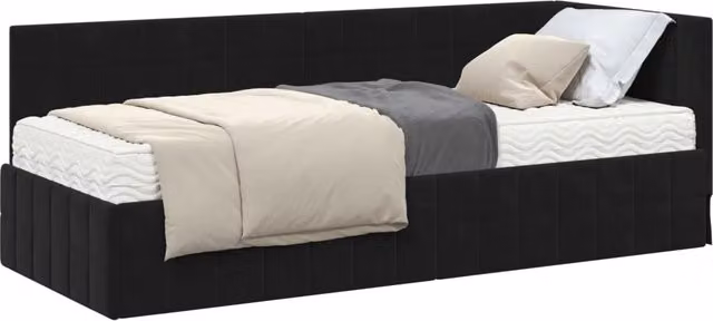 Letto singolo | Letto per adulti | Struttura Letto Angolare con Materasso 2 pcs Nero Velluto