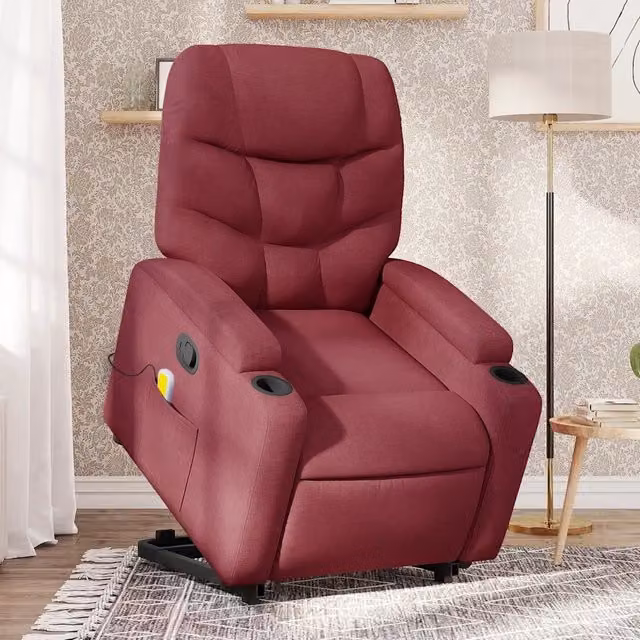 Poltrona Alzapersona Reclinabile con Assistenza Elettrica vidaXL in Tessuto Rosso per Anziani – 1