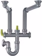 Sifone di scarico Franke per lavelli a 2 vasche, 1 1/2", Grigio