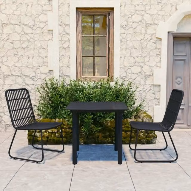 Set da Pranzo da Giardino 3 pz in Polyrattan e Vetro 3060249