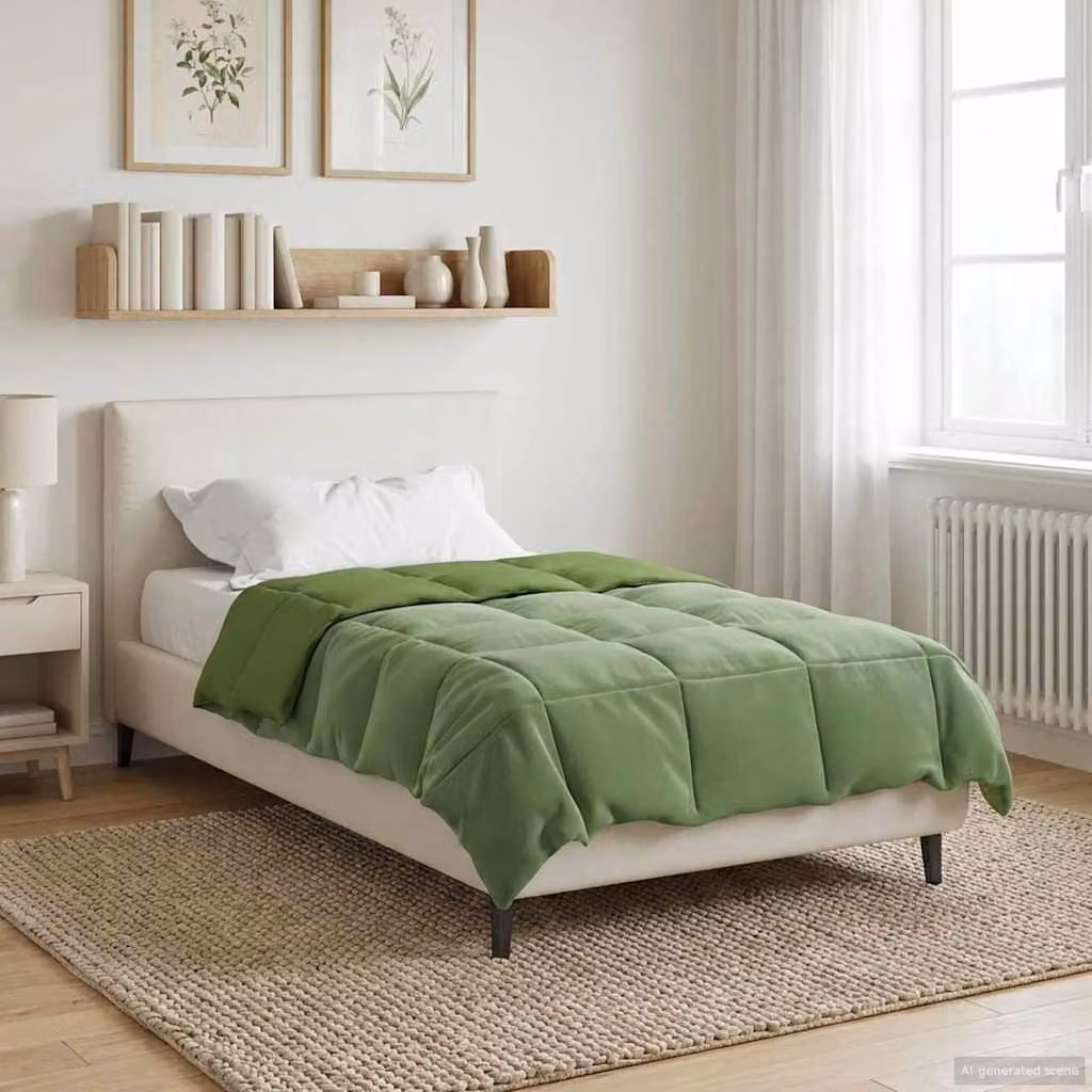 Piumino estivo traspirante e reversibile vidaXL in microfibra verde L 155 x P 220 cm