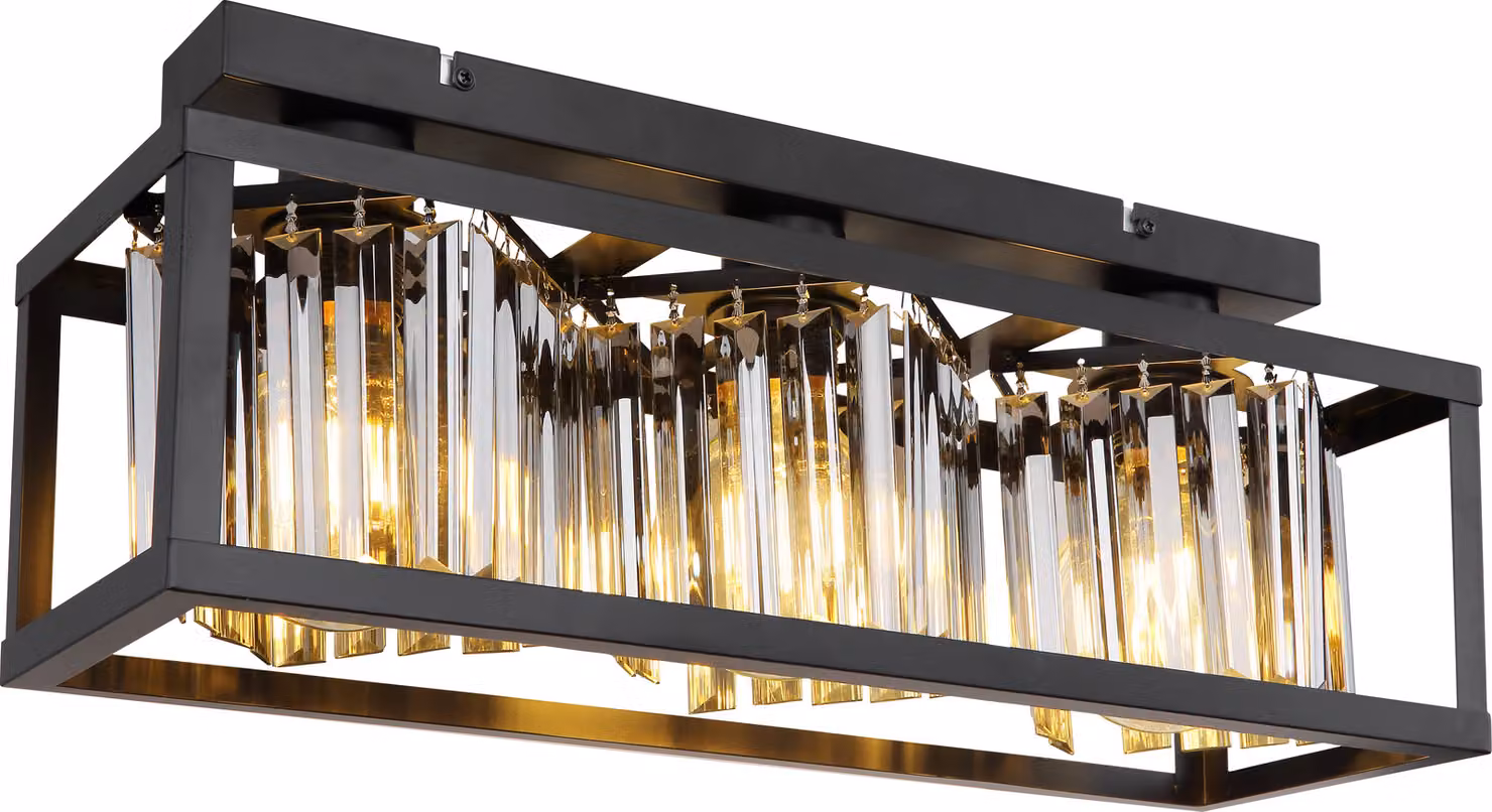 Plafoniera Globo Lampada da soffitto Soggiorno metallo nero cristalli 15697-3D
