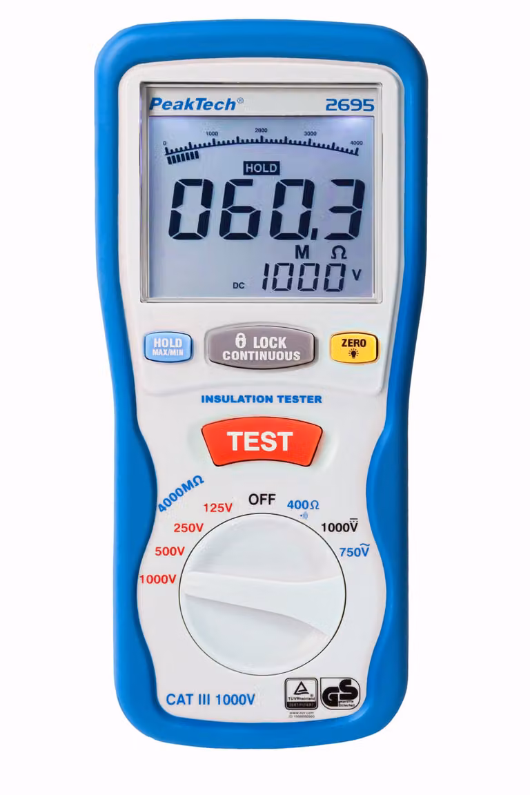 PeakTech P 2695 Tester di isolamento 125/250/500/1000V 4000 MΩ